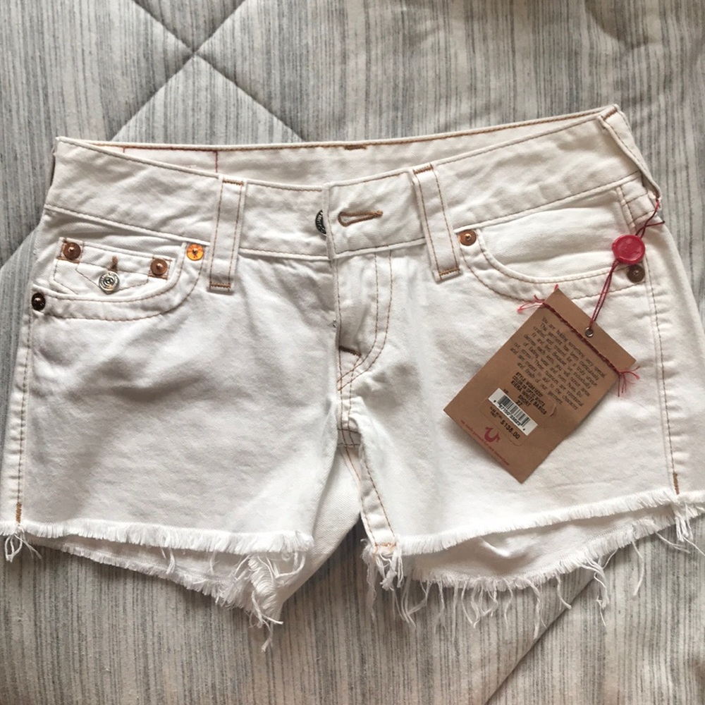 True Religion Kiera Shorts Size 27 White NEW